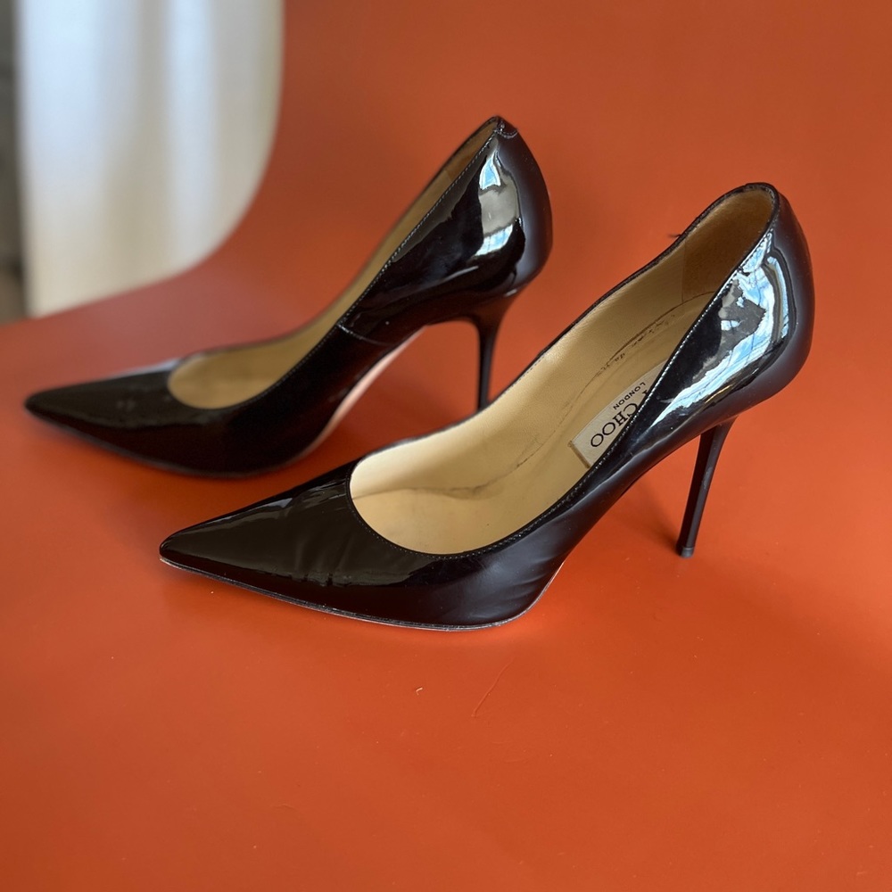 Jimmy Choo BLACK patent stiletto heels size 36.5